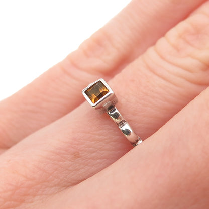 925 Sterling Silver Vintage Real Smoky Quartz Ring Size 5