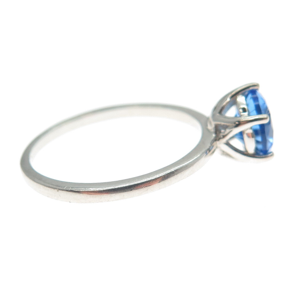 DAZZLERS 925 Sterling Silver Round-Cut Nano Tanzanite Ring Size 8