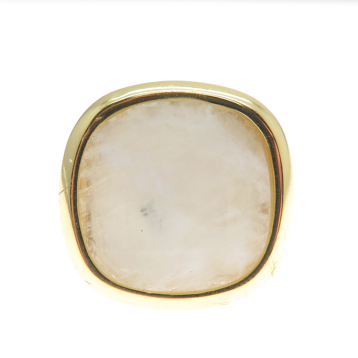 BLQ Basiq Jewelry 925 Sterling Silver Gold Plated Real Milky Quartz Ring Size 6