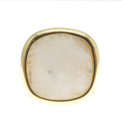 BLQ Basiq Jewelry 925 Sterling Silver Gold Plated Real Milky Quartz Ring Size 6