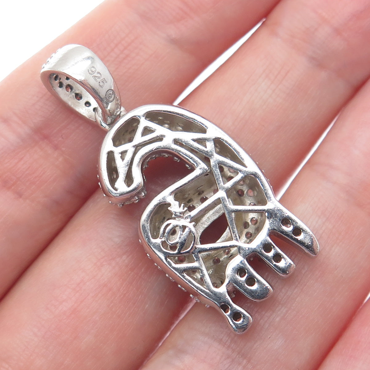 925 Sterling Silver Round-Cut C Z Sparkle Melted Letter G Initial Charm Pendant