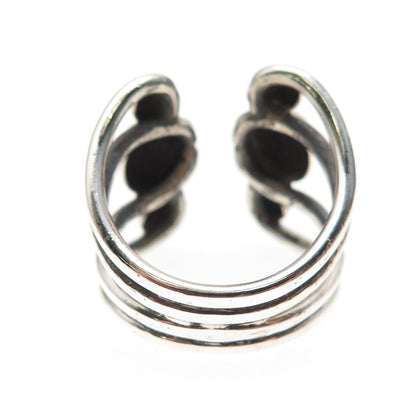 925 Sterling Silver Vintage Modernist Wing Oxidized Adjustable Ring Size 9.25