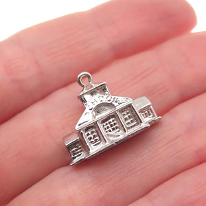 Town & Country 925 Sterling Silver Vintage Schoolhouse 3D Mini Charm Pendant