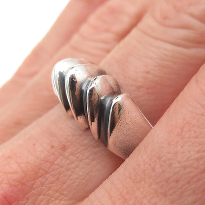 925 Sterling Silver Vintage Mexico Modernist Oxidized Ring Size 8