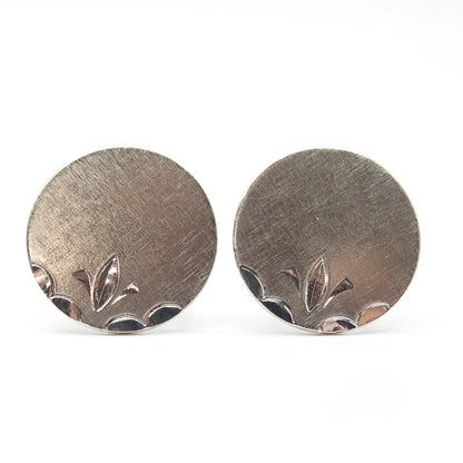 925 Sterling Silver Vintage Textured Round Cufflinks