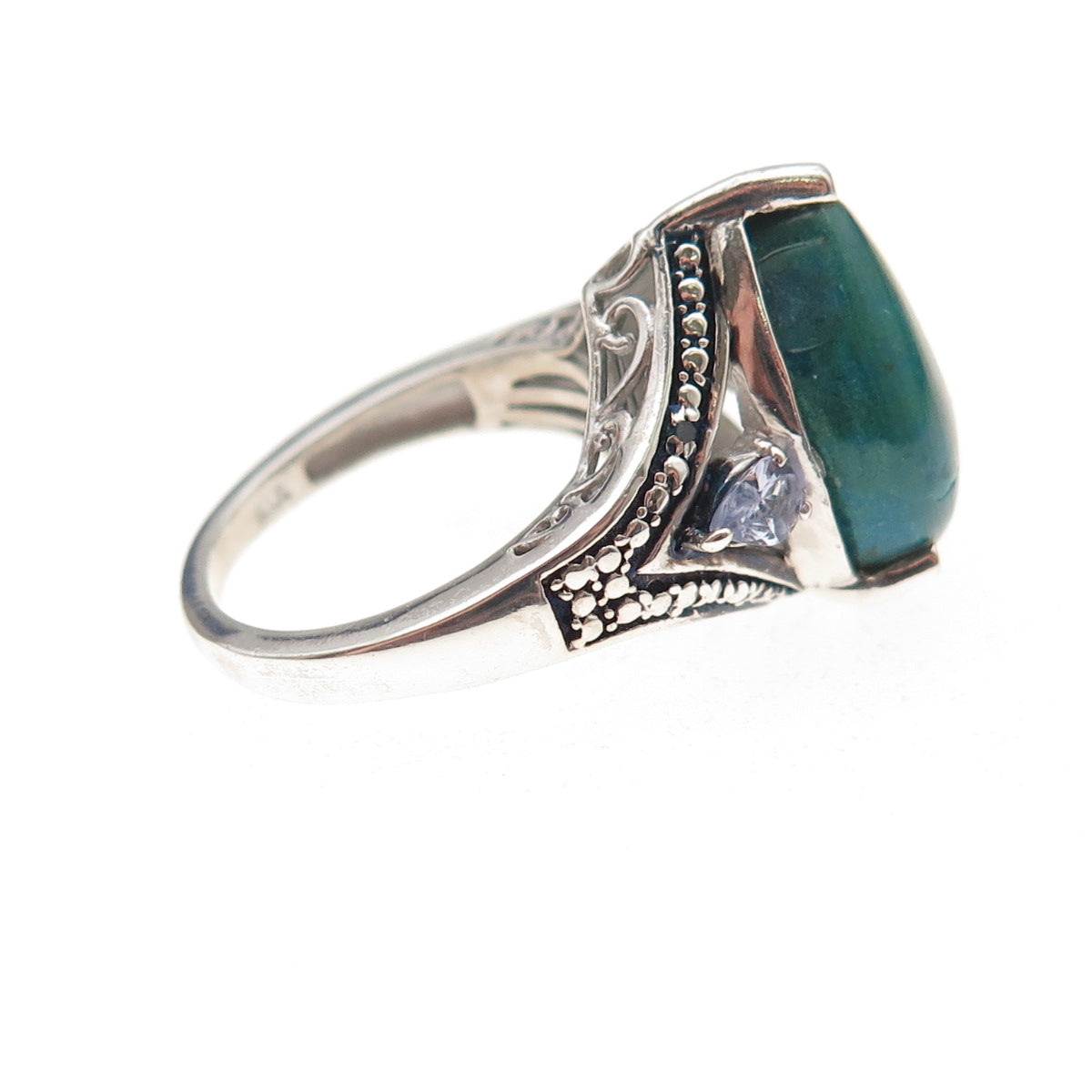 Chuck Clemency Sterling Silver Real Diamond Turquoise & Tanzanite Ring Size 5.75