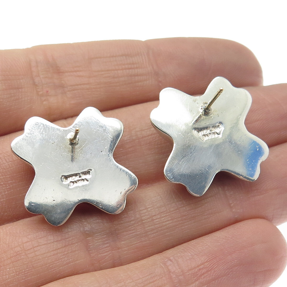LA PARRA 925 Sterling Silver Vintage Mexico "X" Modernist Earrings