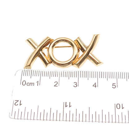 Beau 925 Sterling Silver Gold Plated Vintage XOX Hugs & Kisses Pin Brooch