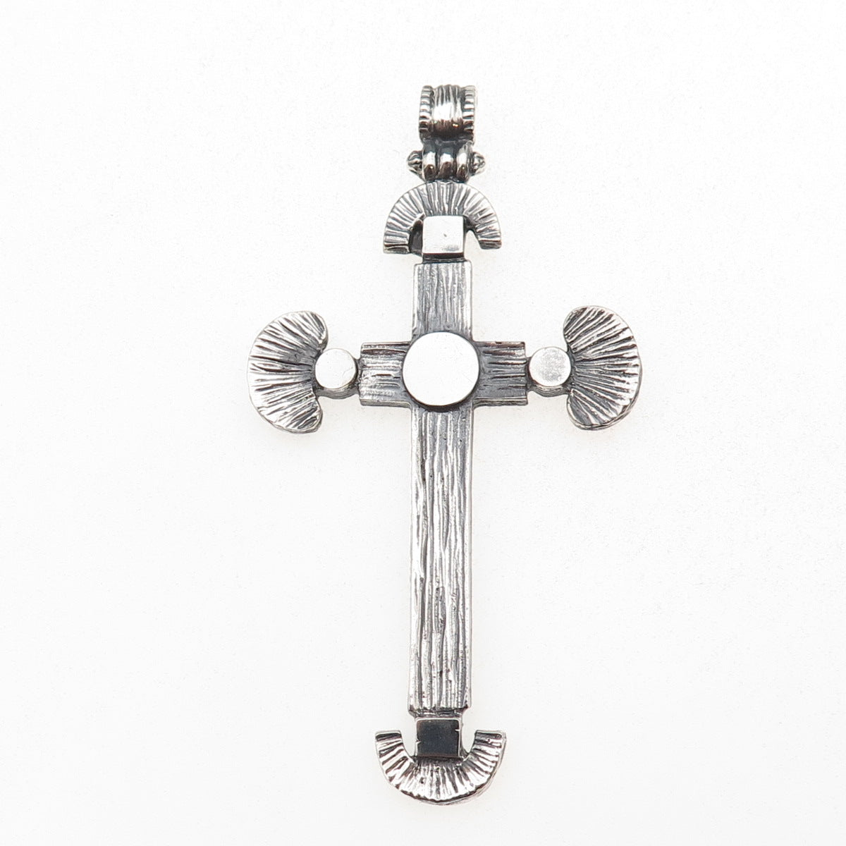 925 Sterling Silver Vintage Cross Large Oxidized Pendant