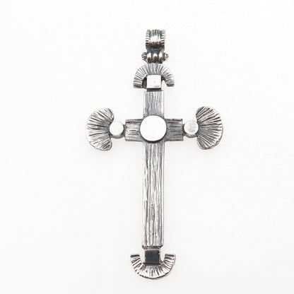 925 Sterling Silver Vintage Cross Large Oxidized Pendant