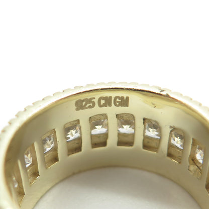925 Sterling Silver Gold Plated Multi-C Z Band Ring Size 7.25