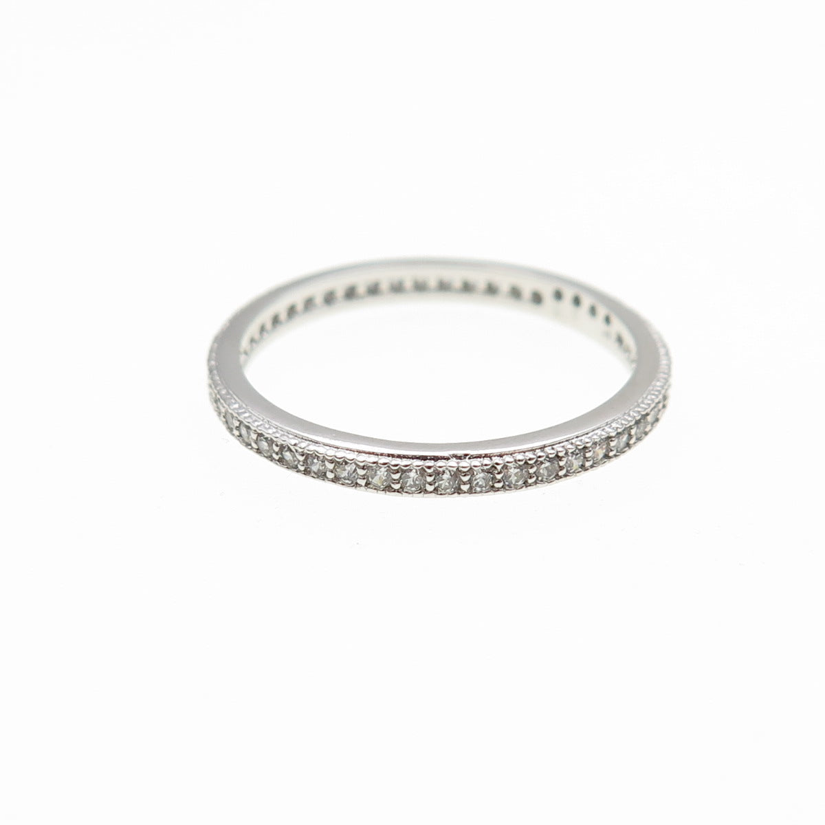 925 Sterling Silver Round-Cut C Z Eternity Stackable Band Ring Size 6