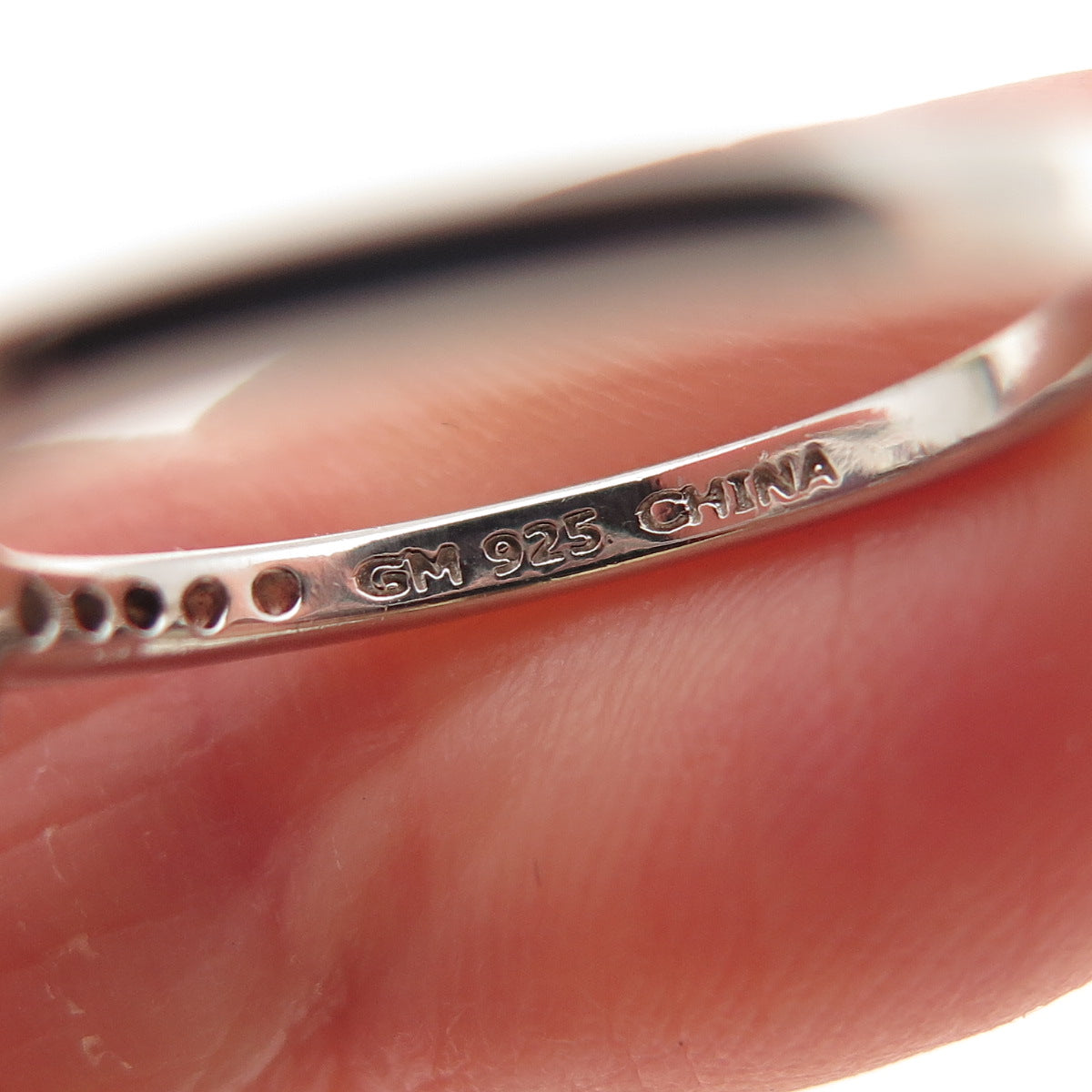 925 Sterling Silver Vintage Cushion-Cut Blue Round-Cut White C Z Ring Size 6.75