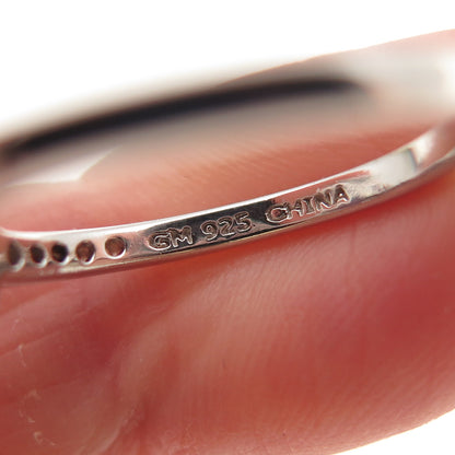 925 Sterling Silver Vintage Cushion-Cut Blue Round-Cut White C Z Ring Size 6.75