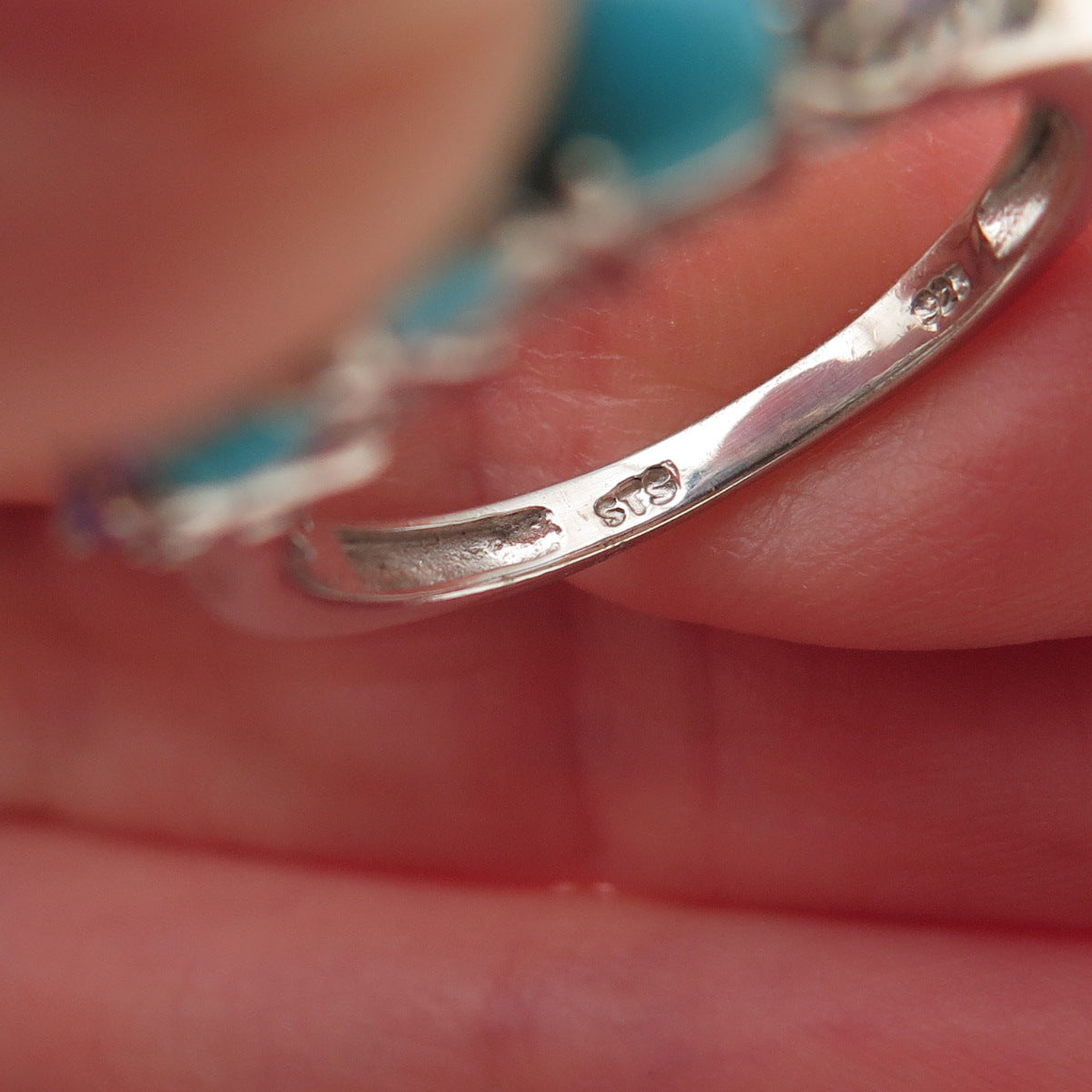 Chuck Clemency 925 Sterling Silver Real Turquoise & Tanzanite Ring Size 8