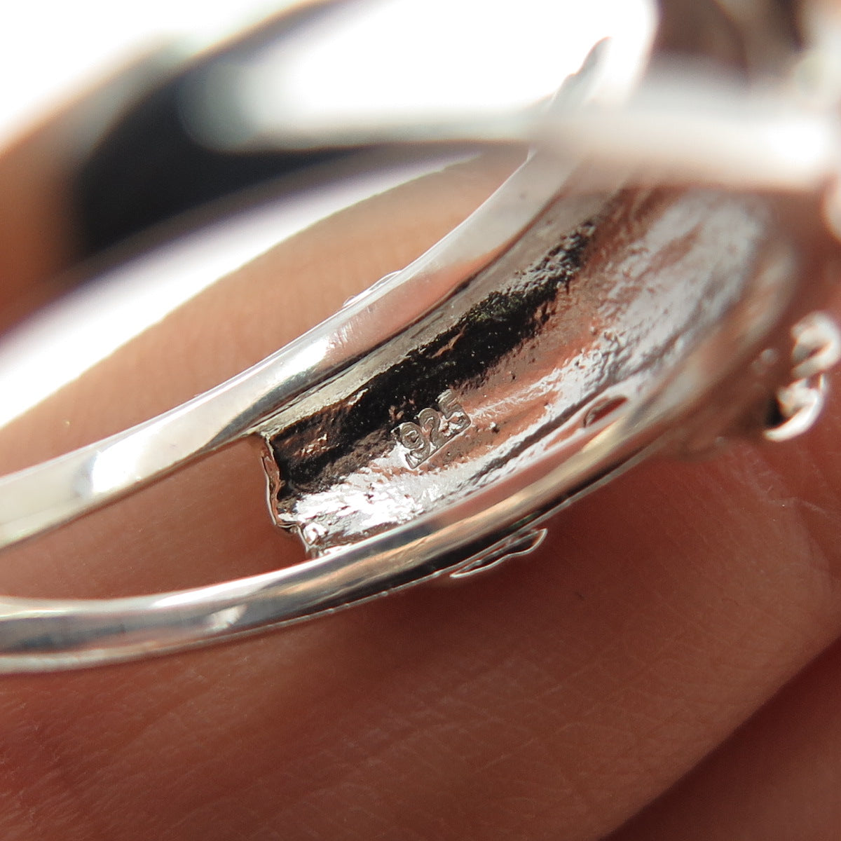 925 Sterling Silver Vintage Seashell Ring Size 7.25