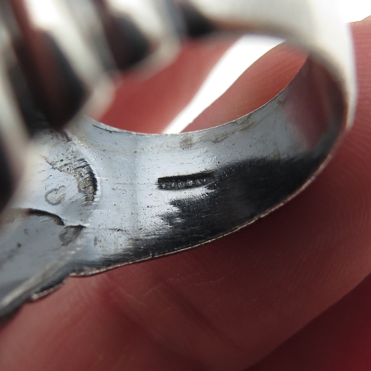 925 Sterling Silver Vintage Modernist Seashell Oxidized Statement Ring Size 9.5