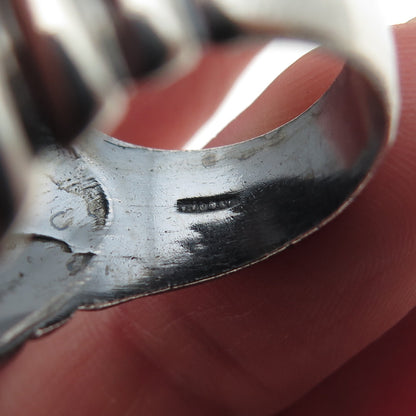 925 Sterling Silver Vintage Modernist Seashell Oxidized Statement Ring Size 9.5