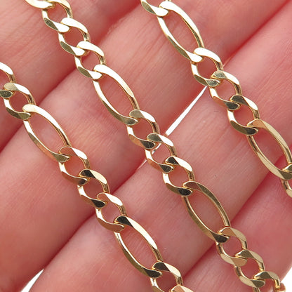 Han 925 Sterling Silver Gold Plated Italy Figaro Chain Necklace 18"