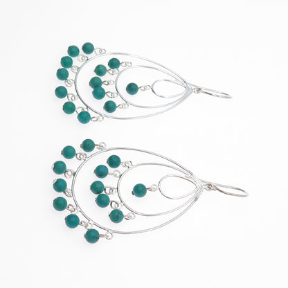SX SALLY C 925 Sterling Silver Vintage Real Turquoise Teardrop Dangle Earrings
