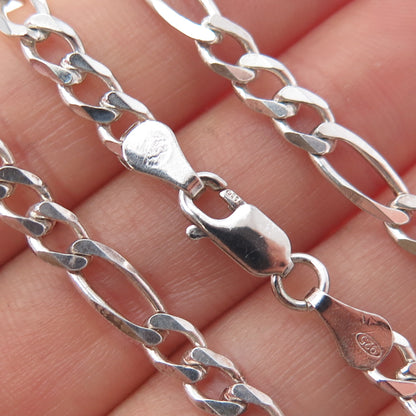 925 Sterling Silver Vintage Italy Figaro Chain Necklace 24"