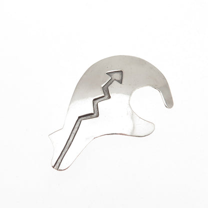 Old Pawn 925 Sterling Silver Vintage Southwestern Native Bear Arrow Pin Brooch
