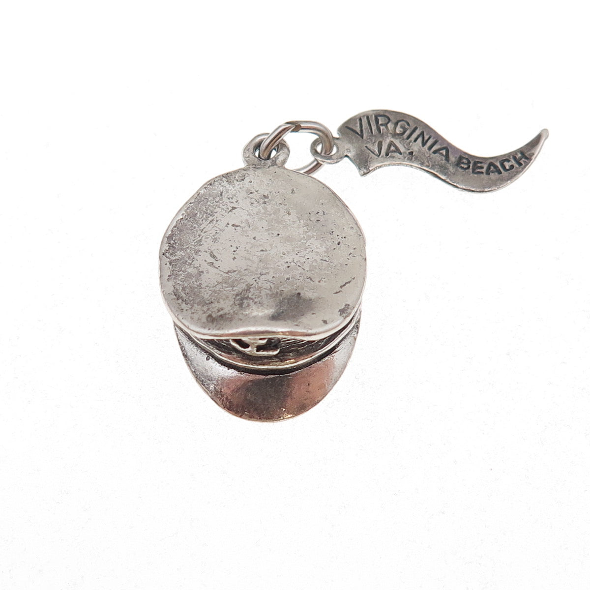 925 Sterling Silver Vintage Navy Officer's Cap Oxidized 3D Charm Pendant