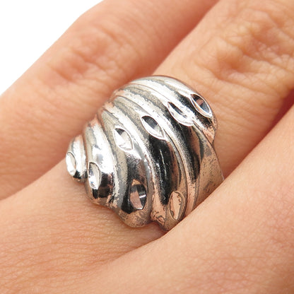 LISA LEE CREATIONS 925 Sterling Silver Vintage Diamond-Cut Wing Ring Size 6