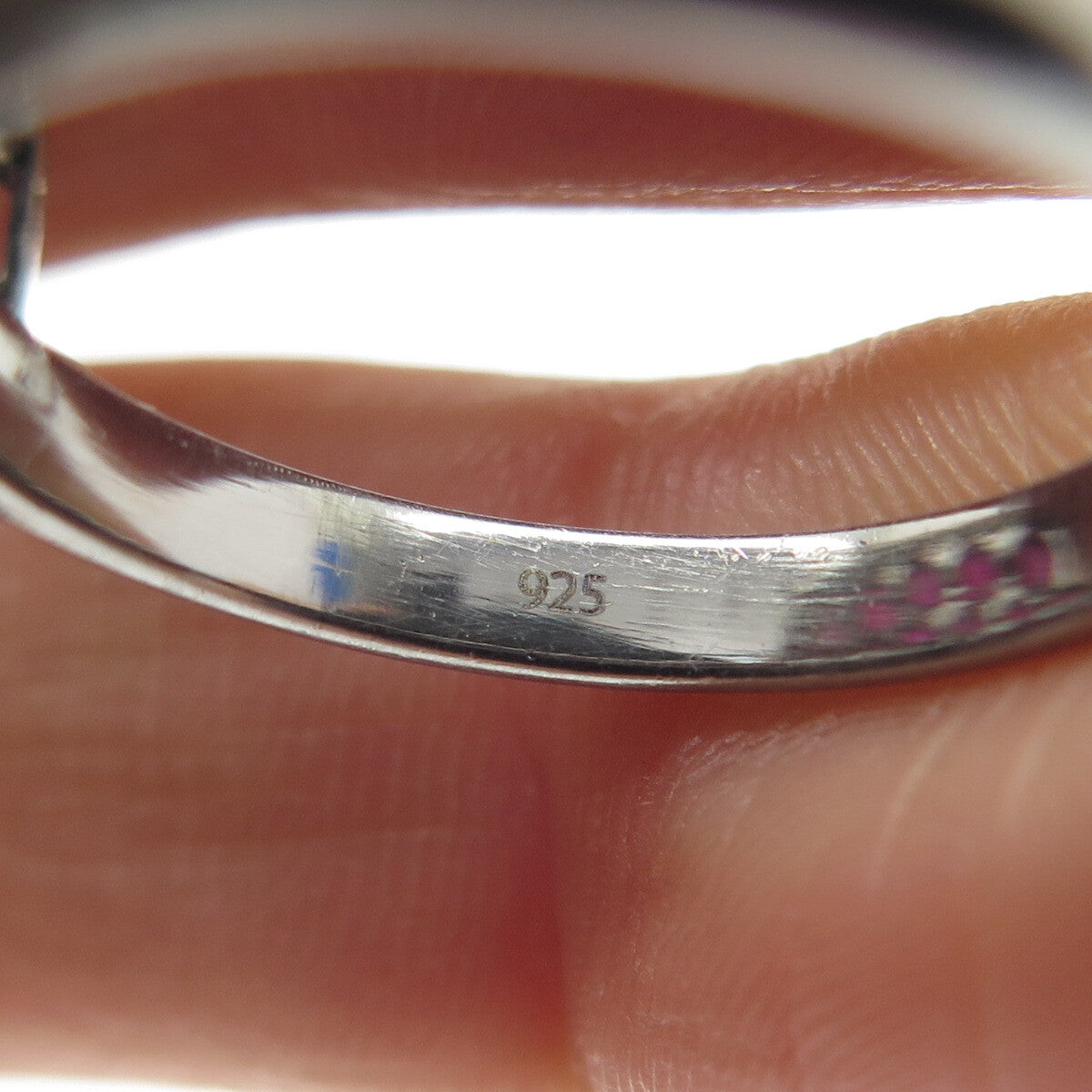 925 Sterling Silver Black Rhodium Real Diamond & Tourmaline Ring Size 7.5