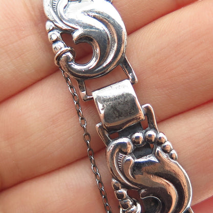 EILER & MARLOE 830S Silver Antique Art Deco Denmark Floral Bracelet 7.5" #12