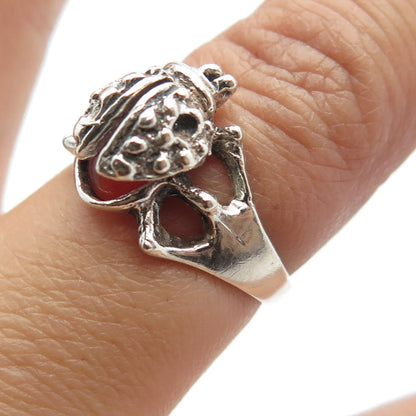 925 Sterling Silver Vintage Real Fiber Optic Cat's Eye Gem Ring Size 7.5