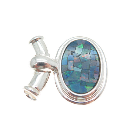 MICHELLE ALBALA 925 Sterling Silver Vintage Real Opal Inlay Slide Pendant