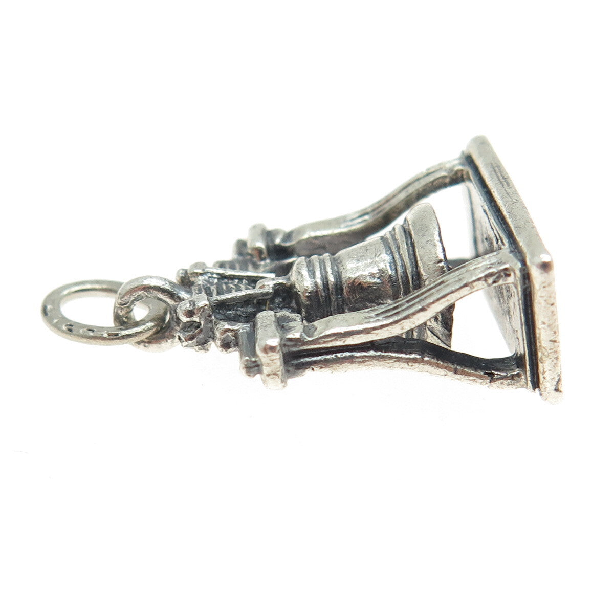 925 Sterling Silver Antique Art Deco Liberty Bell 3D Pendant