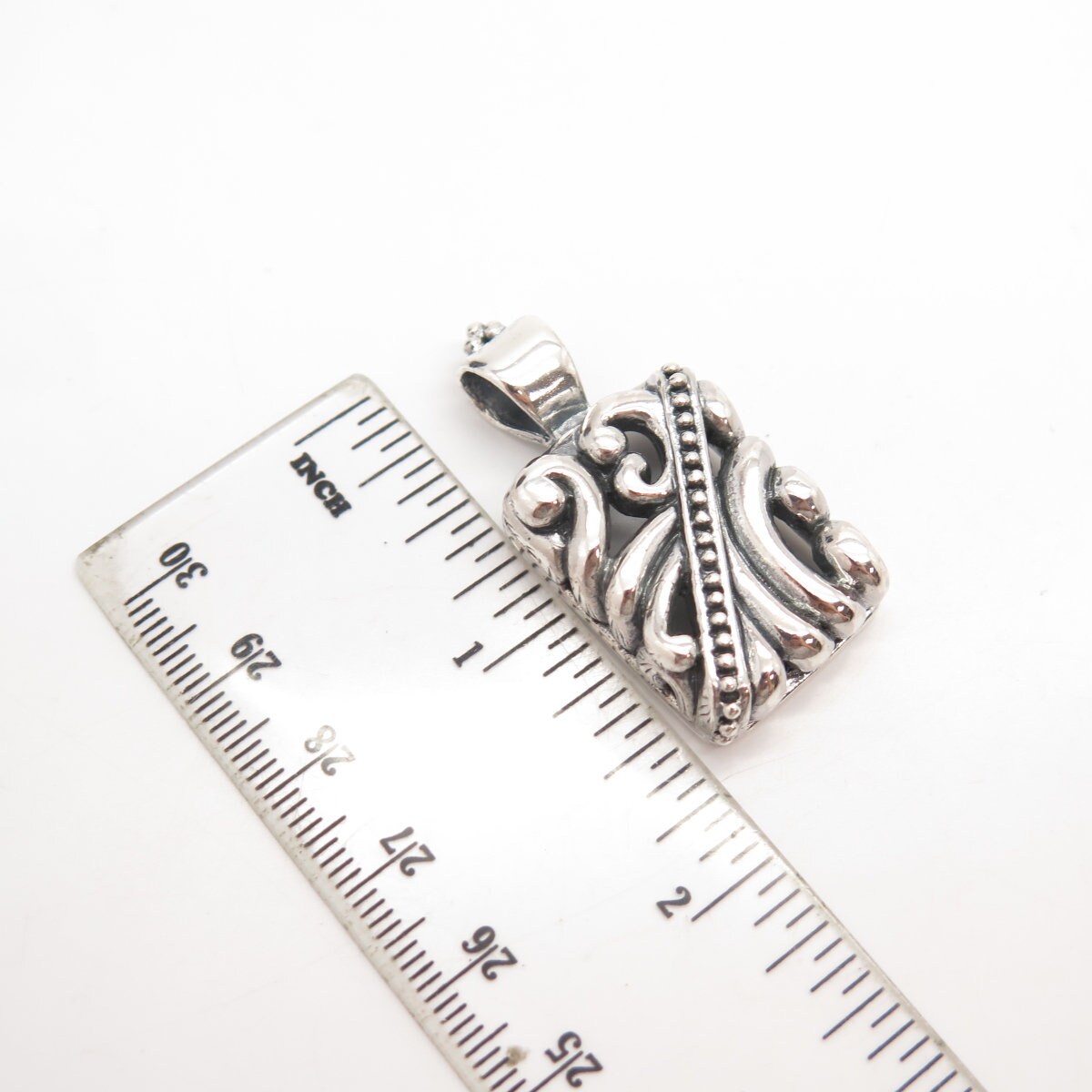 925 Sterling Silver Vintage Mexico Bead Ornate Pendant