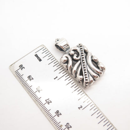 925 Sterling Silver Vintage Mexico Bead Ornate Pendant