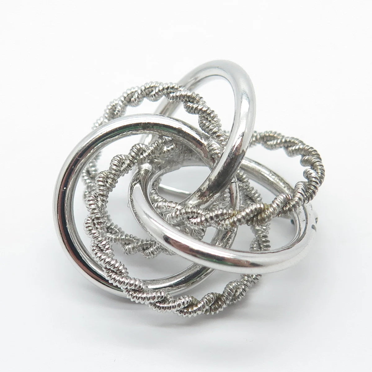 925 Sterling Silver Vintage Twisted Multi-Circle Pin Brooch