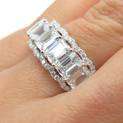 925 Sterling Silver Radiant & Round-Cut Shaped C Z Ring Size 7.25