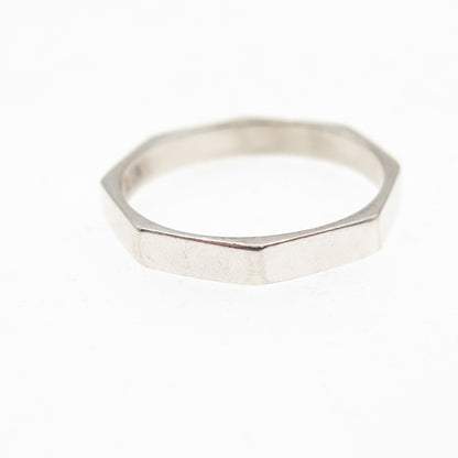 925 Sterling Silver Vintage Octagon Band Ring Size 5