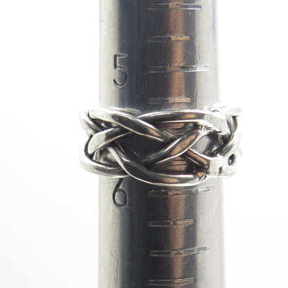 925 Sterling Silver Vintage Mexico Woven Band Ring Size 6