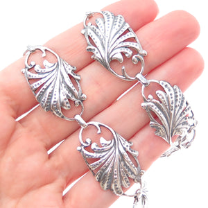 925 Sterling Silver Antique Art Deco Oxidized Floral Choker Necklace 14"