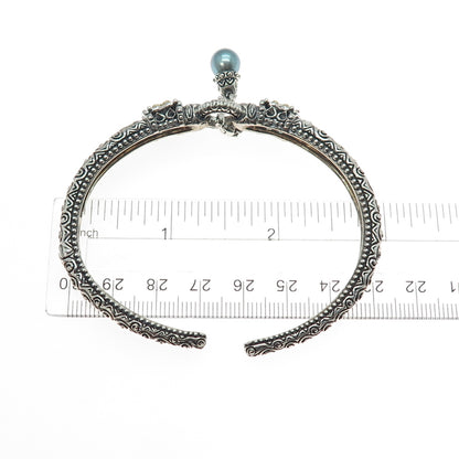 BARBARA BIXBY 925 Sterling Silver 18K Gold Pearl Charm Adjustable Bracelet 7.25"