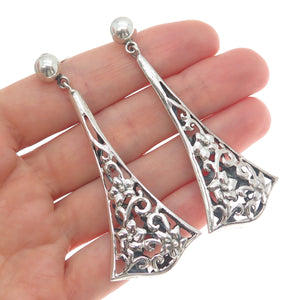PLATELLA 950 Silver Vintage Floral Dangle Earrings