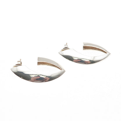 Krypell 925 Sterling Silver 14K Gold Posts Vintage Modernist Hoop Earrings