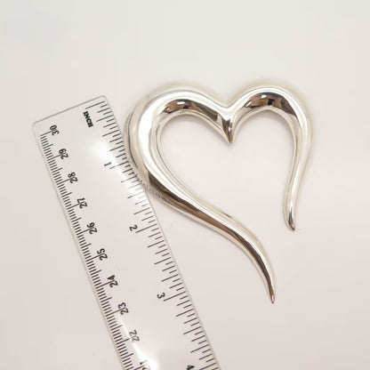 925 Sterling Silver Vintage Mexico Open Heart Pin Brooch