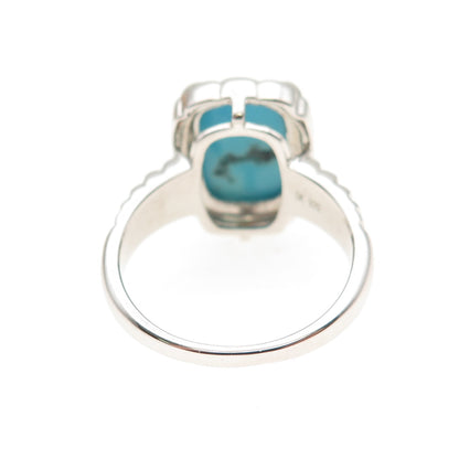 925 Sterling Silver Real Sleeping Beauty Turquoise Ring Size 8