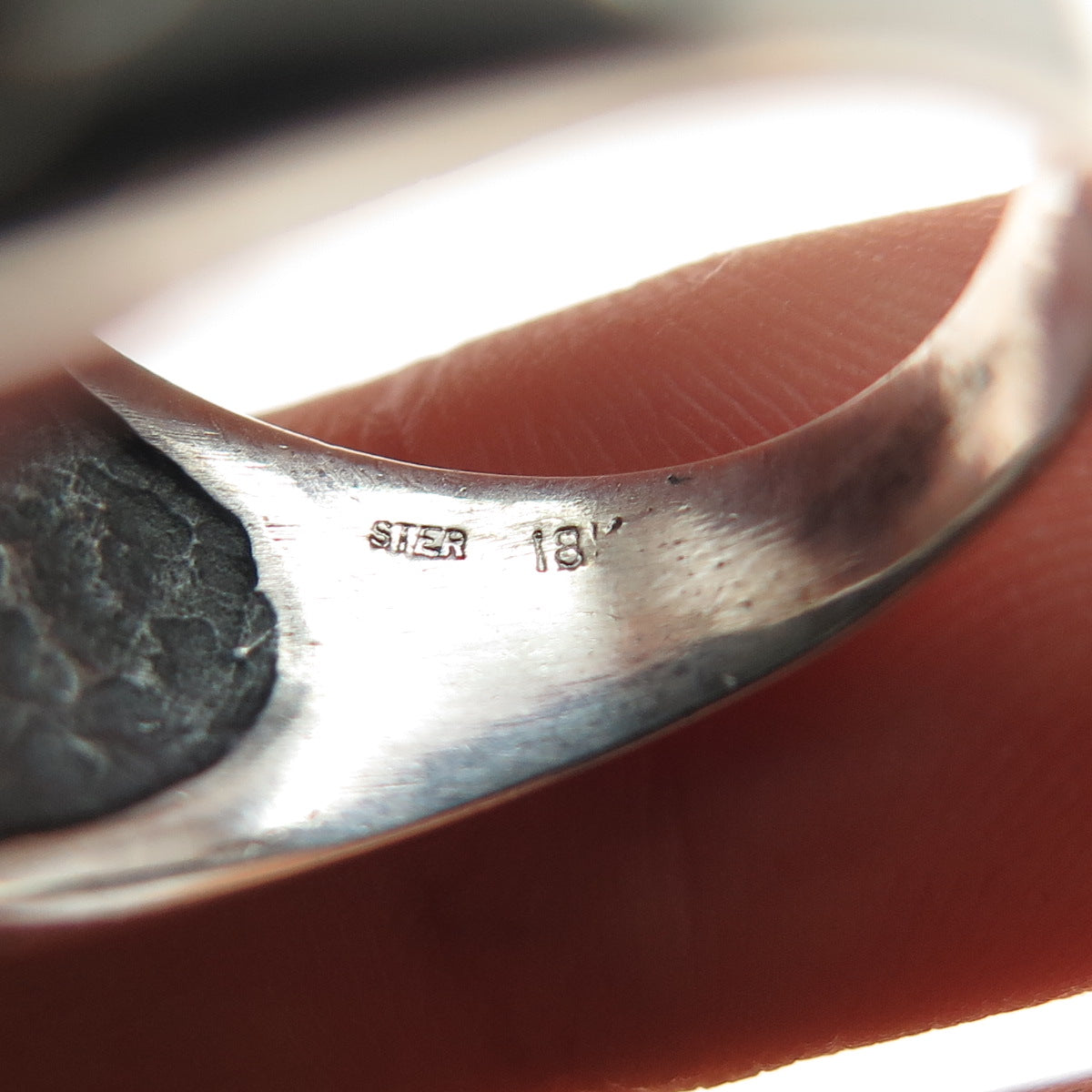 18K Gold 925 Sterling Silver Vintage Real Jade Modernist Ring Size 8