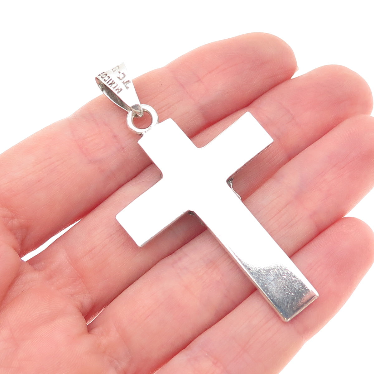 925 Sterling Silver Vintage Mexico Jesus Cross Oxidized Pendant