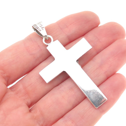 925 Sterling Silver Vintage Mexico Jesus Cross Oxidized Pendant