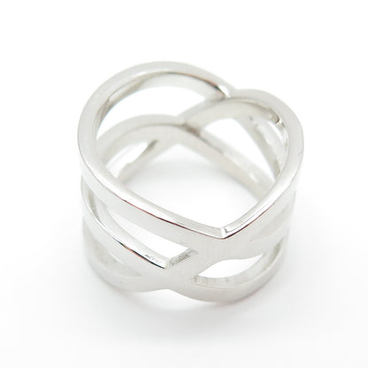 925 Sterling Silver Round-Cut C Z Crisscross Ring Size 7.25