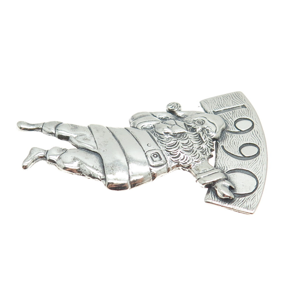 HAND & HAMMER 925 Sterling Silver Vintage 1990 Santa Ornament Pendant